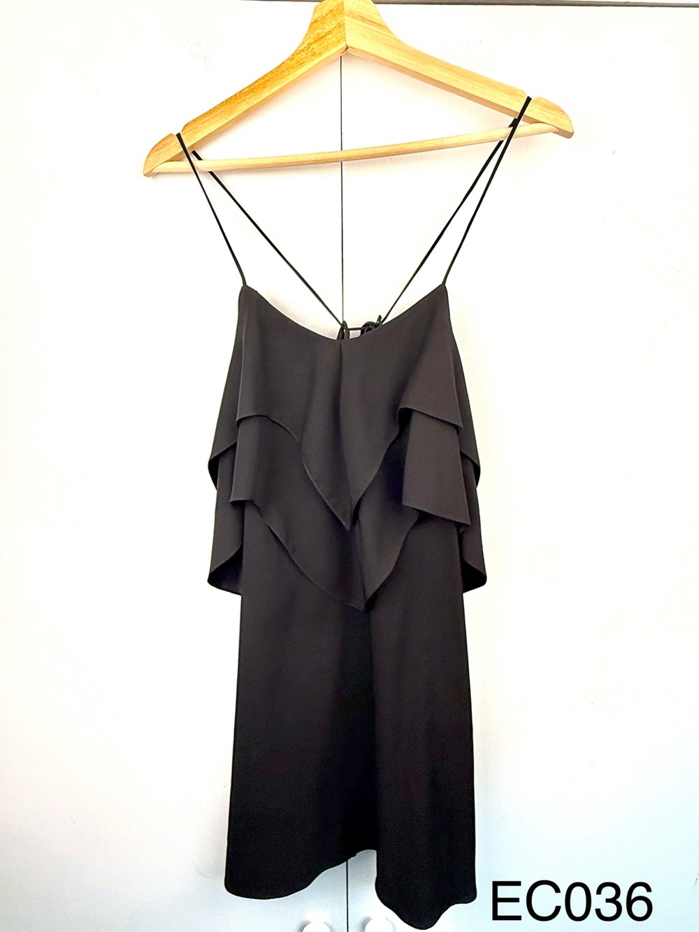 Luna by Josandra Black Ruffle Slip Cocktail Dress S